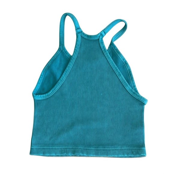 FREE PEOPLE MOVEMENT DEEP BALSAM TURQUOISE HAPPINESS  CROP TANK NWOT XS/S M/L - Picture 4 of 6